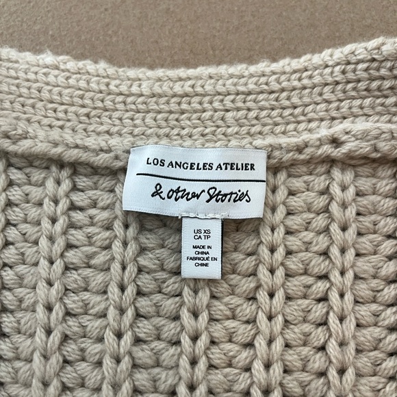 & OTHER STORIES LOS ANGELES ATELIER Chunky Wool Belted Cardigan Sweater - XS - Picture 6 of 14